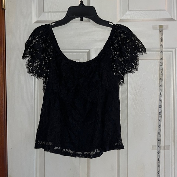 Hollister Tops - Hollister blouse-small- black lace off the shoulder crop top.